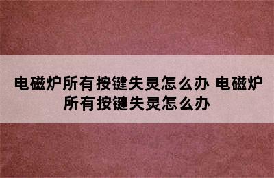 电磁炉所有按键失灵怎么办 电磁炉所有按键失灵怎么办